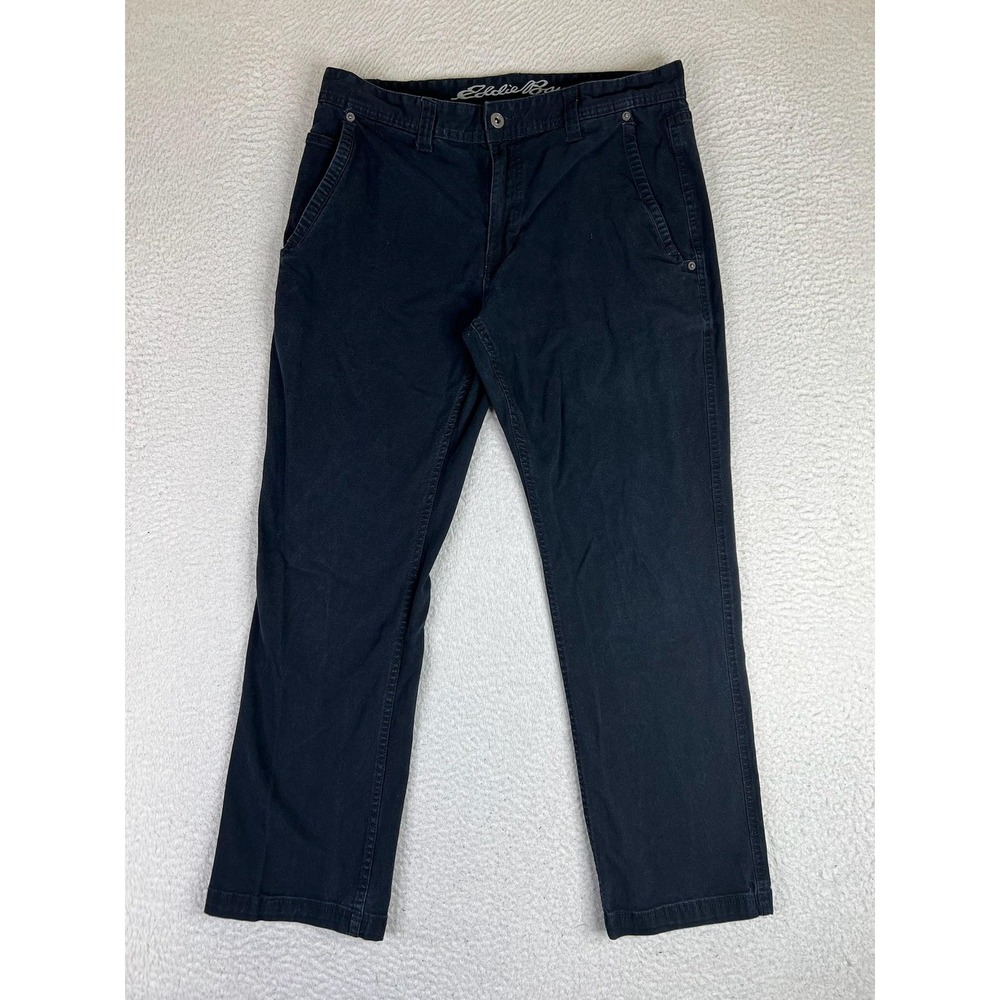 Eddie Bauer Mens 32x30 Black Canvas Utility Pants Classic Workwear Cargo